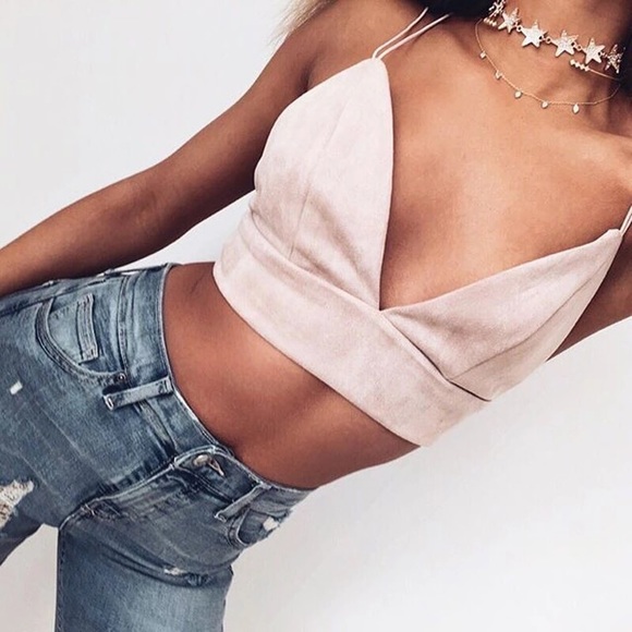 Suede double spaghetti strap crop top - Picture 4 of 8